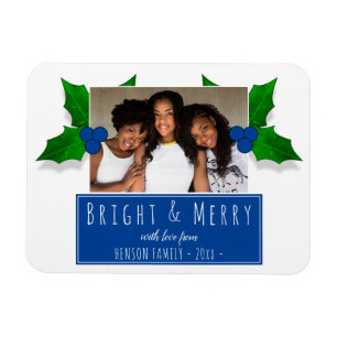 Imán Planta Blue Holly Berry deja Navidades fotográfic