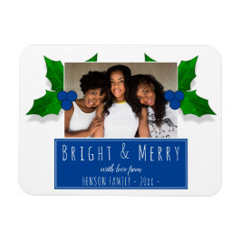 Imán Planta Blue Holly Berry deja Navidades fotográfico