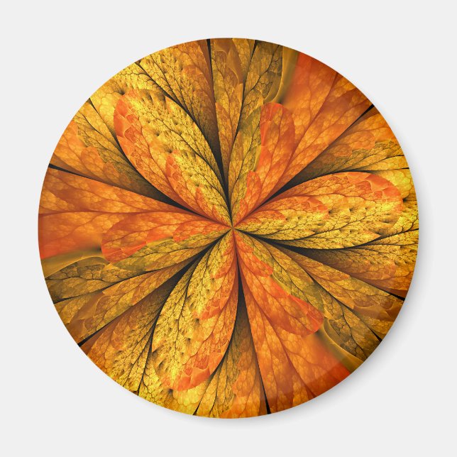 Imán Planta de otoño, hoja de arte fractal abstracta mo (Frente)