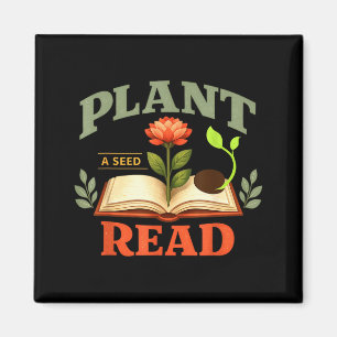 Imán Planta una semilla leer lector libro biblioteca di