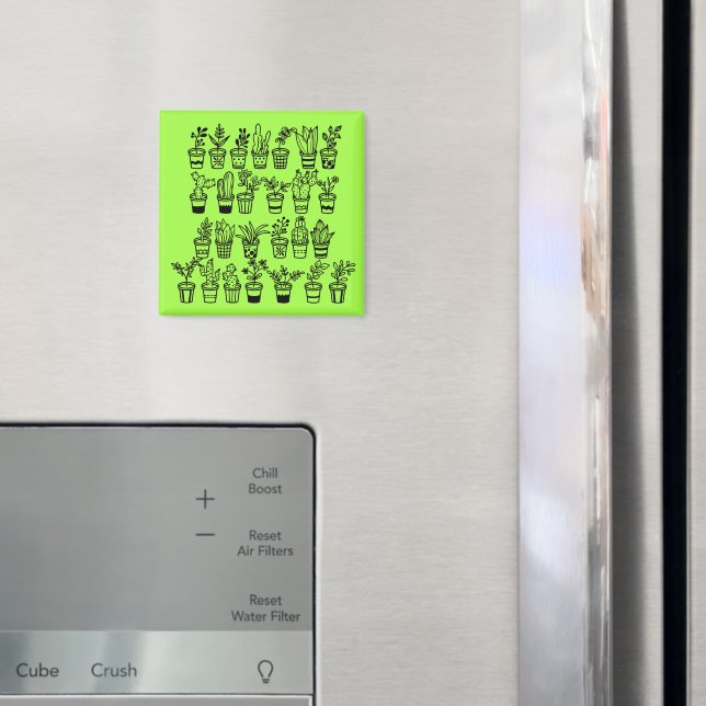Imán Plantas de garabatos lindos en macetas (In situ (nevera))