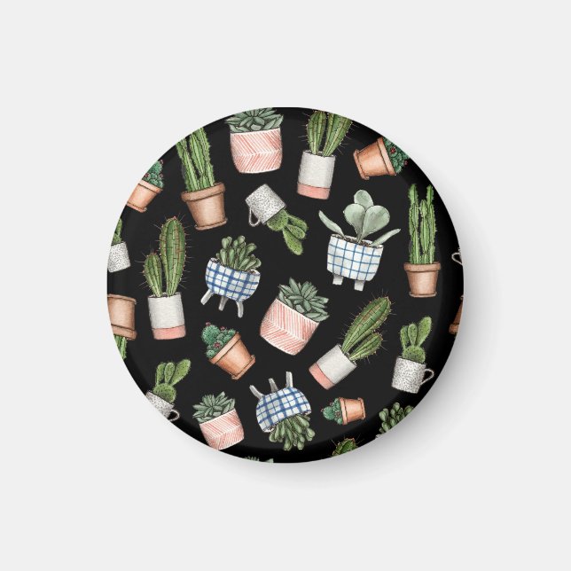 Imán Plantas Hogares de Acuarela Sin Marea Negra (Frente)