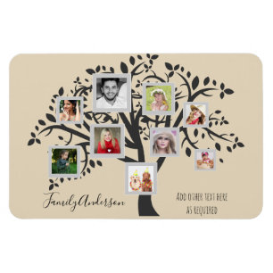 Imán Plantilla de árbol de familia de collages de fotos