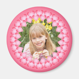 Imán Plantilla de corazones lindos rosas y blancos