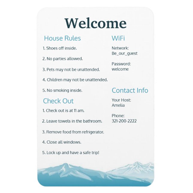 Imán Plantilla De Firma De Bienvenida De Airbnb Vrbo Im (Vertical)