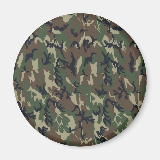 Imán Plantilla de fondo de camuflaje de Woodland (Frente)