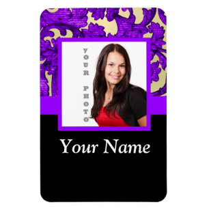 Imán Plantilla de foto de damasco morado floral