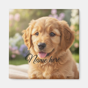 Imán Plantilla de foto de nombre de mascota simple y mi