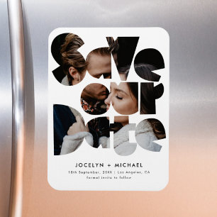 Imán Plantilla de fotografía moderna Guardar el Boda de