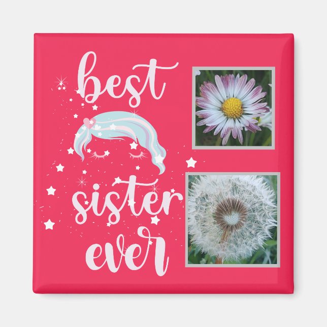 Imán Plantilla de fotos de hermanas cutas (Frente)