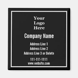 Imán Plantilla de negocio Negro y blanco su logotipo aq