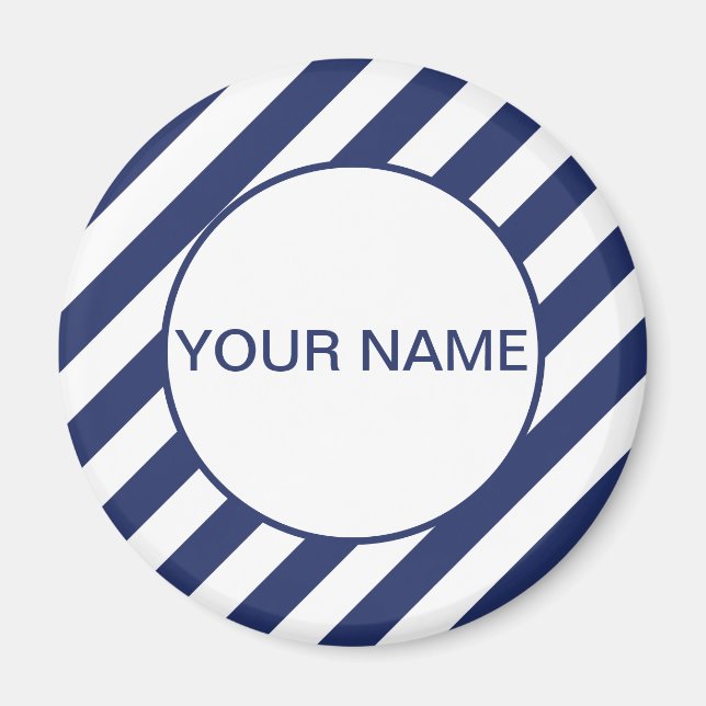 Imán Plantilla de nombre con franjas azules (Frente)