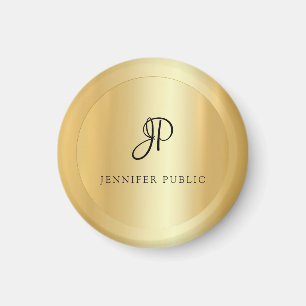 Imán Plantilla de oro falso Monograma moderno elegante