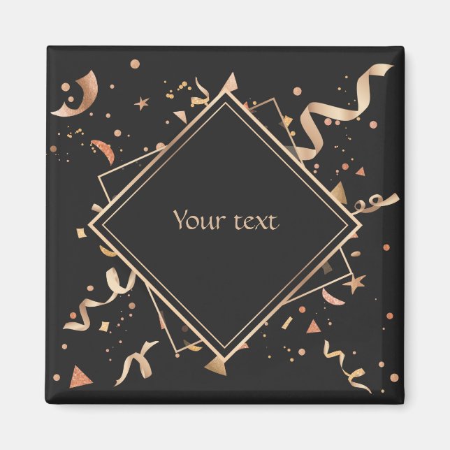 Imán Plantilla de oro y negro de celebración (Frente)