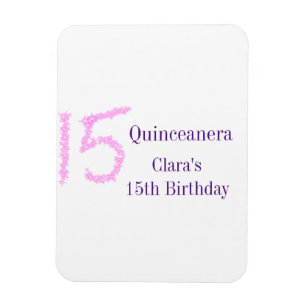 Imán Plantilla de purpurina rosa Quinceanera 15 años