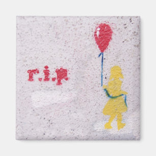 Imán plantilla de r.i.p. : niña con el globo rojo