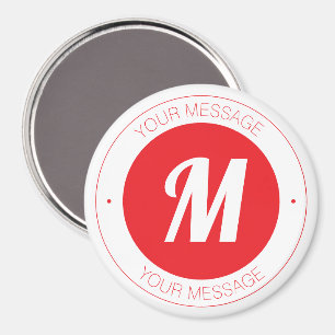 Imán Plantilla de texto circular y monograma personaliz