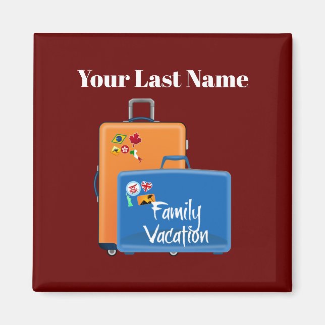 Imán Plantilla de vacaciones familiares, Personalizable (Frente)