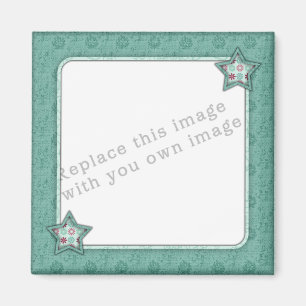 Imán Plantilla - Diseño de marco de estrella verde