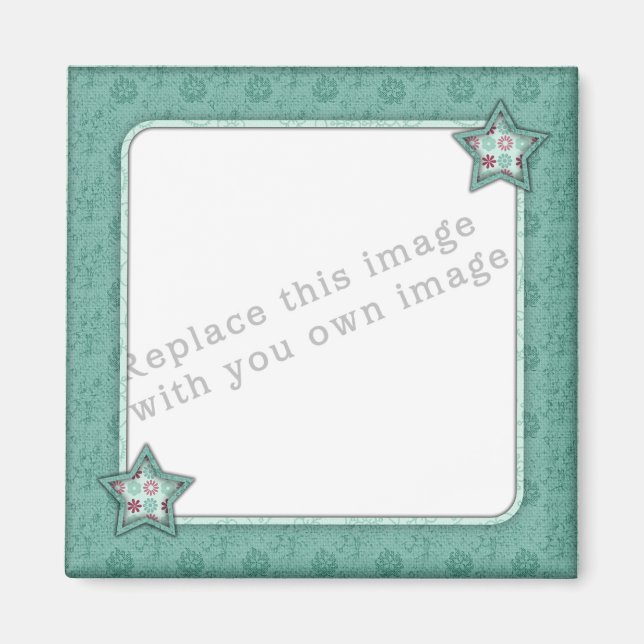 Imán Plantilla - Diseño de marco de estrella verde (Frente)