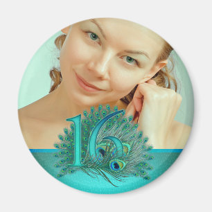 Imán Plantilla elegante de la pluma del pavo real del