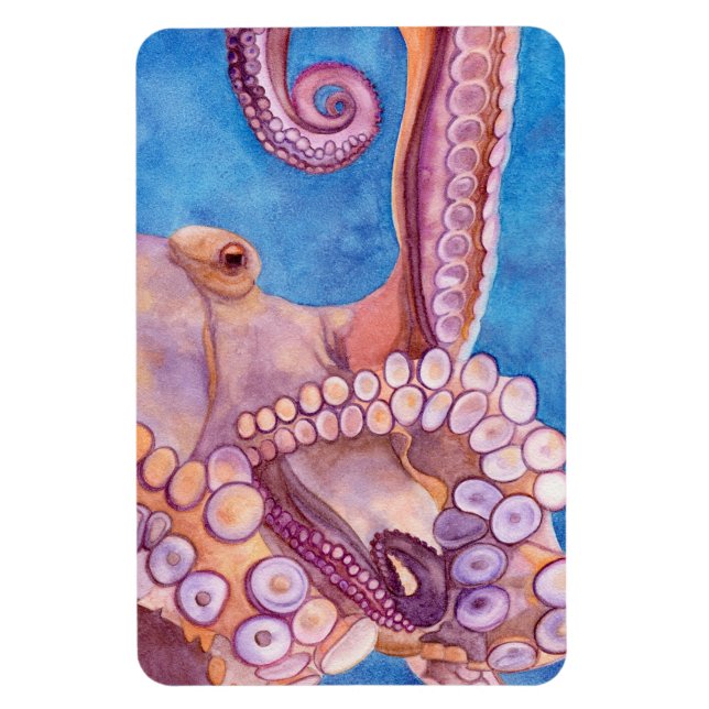 Imán PLANTILLA FOTOGRÁFICA u Frig acuarela Octupus (Vertical)