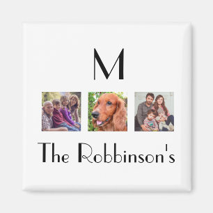 Imán Plantilla inicial de nombre de familia de collage 