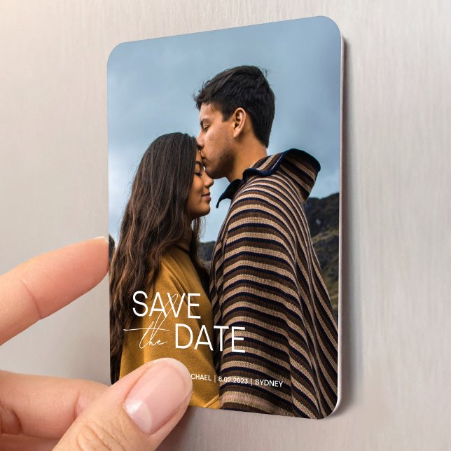Imán Plantilla moderna de invitación de boda para guard (Modern Save the Dates Wedding Invitation Template Magnet)