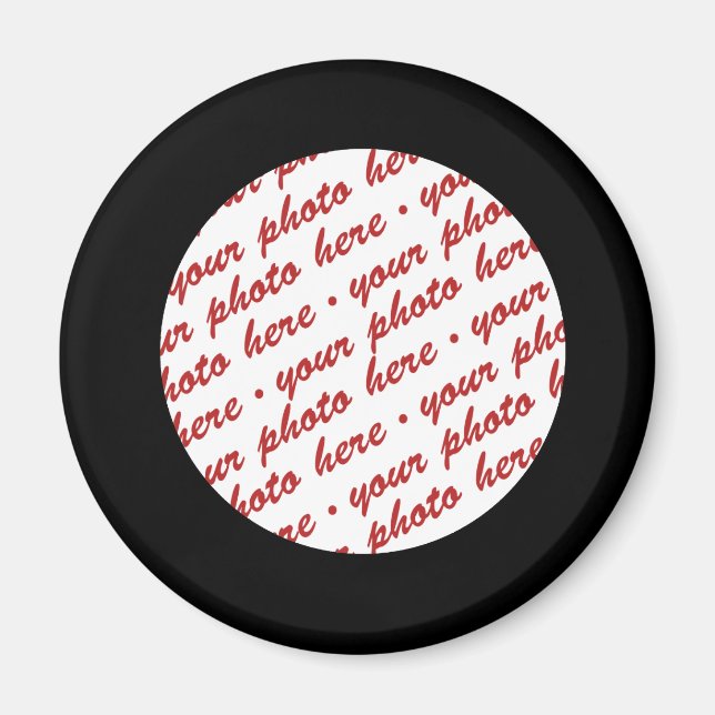 Imán Plantilla simple de marco de foto de círculo negro (Frente)