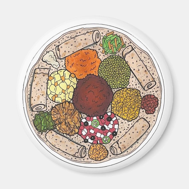 Imán Plata de comida de cocina etíope Injera Wat Lentil (Frente)