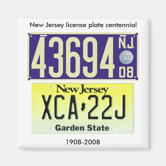 Imán Plate de licencias de Nueva Jersey Centennial (Frente)