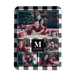 Imán Platos blancos y negros 5 Foto con monograma