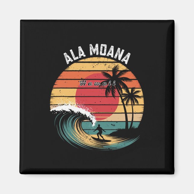 Imán Playa Ala Moana Hawái Surf en la playa  (Frente)