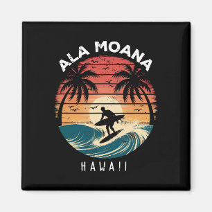 Imán Playa Ala Moana Hawái Surfboard Olas Playa