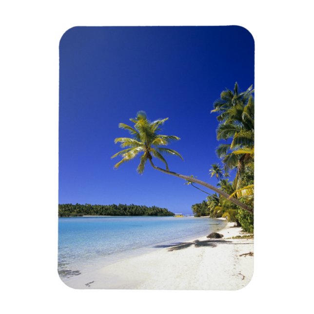 Imán Playa bordeada de palmeras Islas Cook (Vertical)