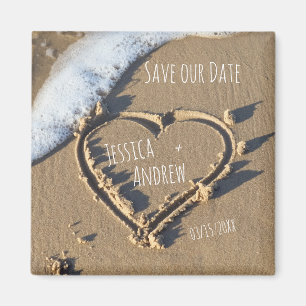 Imán Playa de Arena Nombres Personalizados Corazón Salv