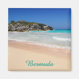 Imán Playa de arena rosa tropical de BermudasFoto de vi