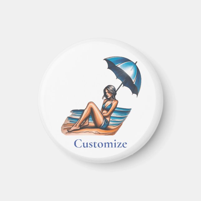 Imán Playa de Chica bikini Napping Thunder_Cove (Frente)