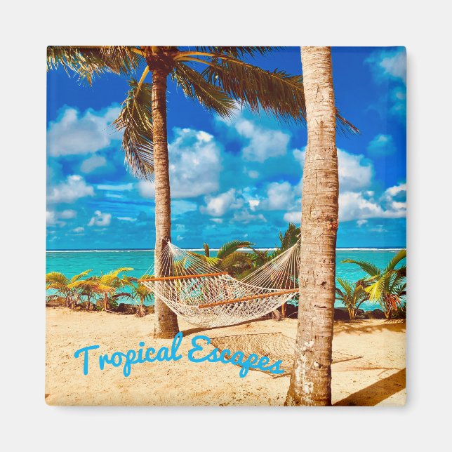 Imán Playa de Isla del Caribe Tropical, relajante (Frente)
