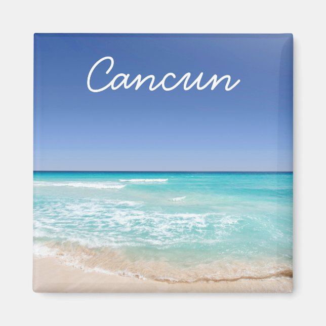 Imán Playa de Olas Marinas Tropicales de Cancún México  (Frente)