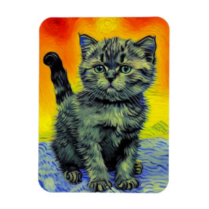 Imán Playa de Sunset Cat Style Van Gogh