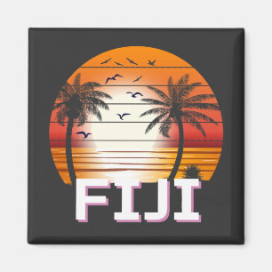 Imán Playa de Verano de Palmeras Vintage de Fiji