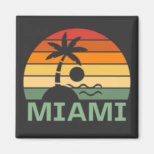 Imán Playa de Verano de Palmeras Vintage de Miami Flori