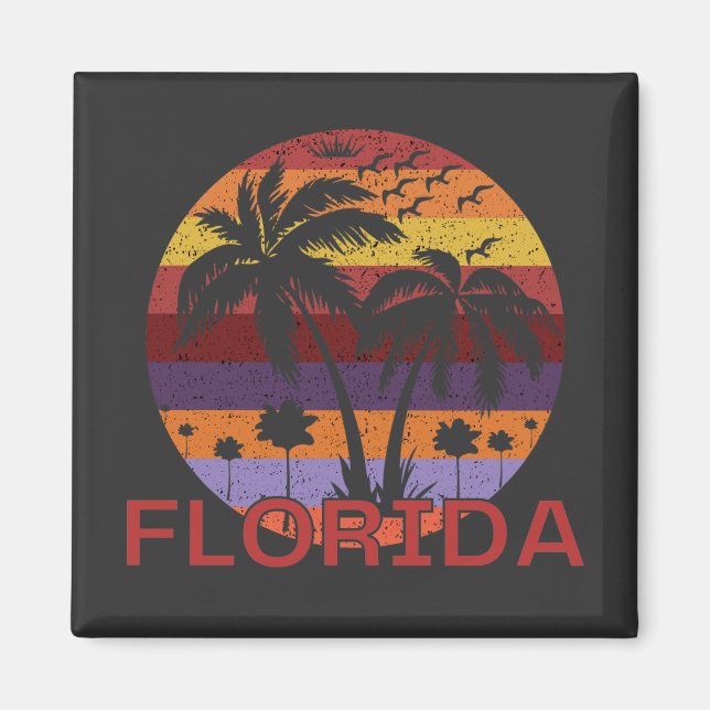 Imán Playa de Verano Vintage Florida USA (Frente)