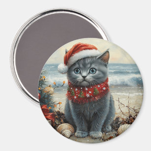 Imán Playa de Vintage para gatos azules rusos
