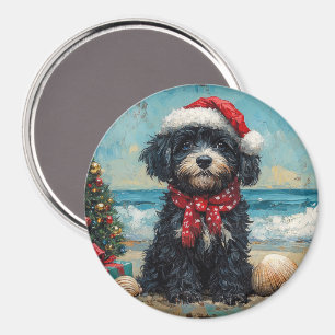 Imán Playa de Vintage para Navidades de Perro de Agua d