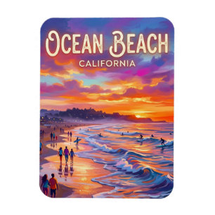 Imán Playa del Océano en el Atardecer California