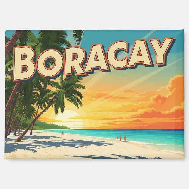 Imán Playa en Boracay Filipinas Vintage  (Anverso)