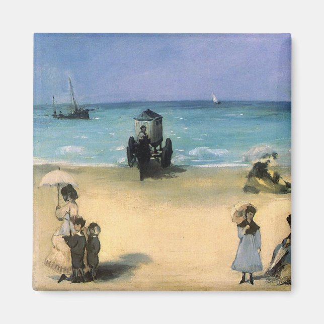 Imán Playa en Boulogne por Manet, impresionismo del (Frente)