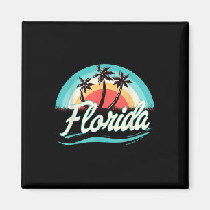 Imán Playa Florida Retro Verano Playa Palm Tree Vintage